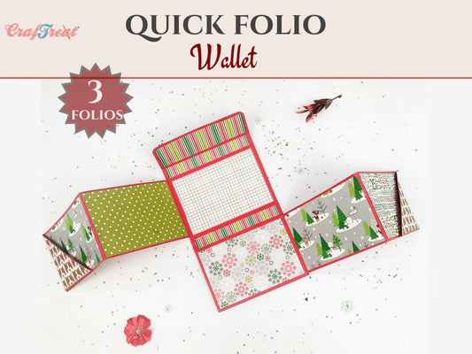 CrafTreat - Scrapbook Blank Quick Folio - Wallet - White, Red, and Green