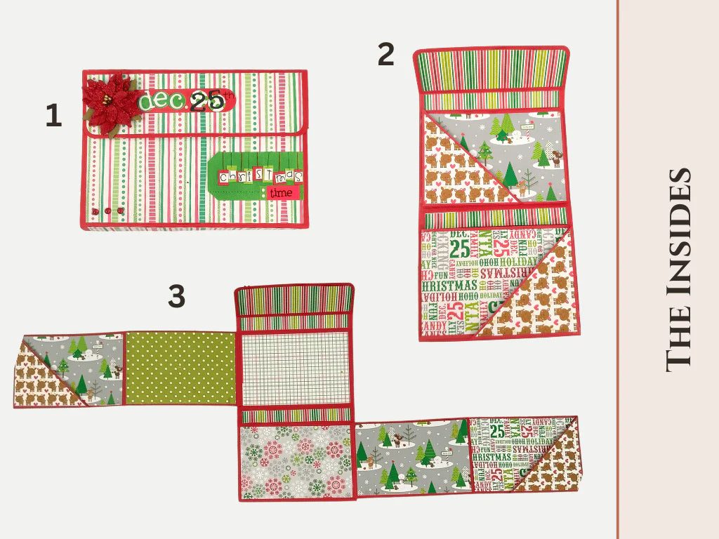 CrafTreat - Scrapbook Blank Quick Folio - Wallet - White, Red, and Green
