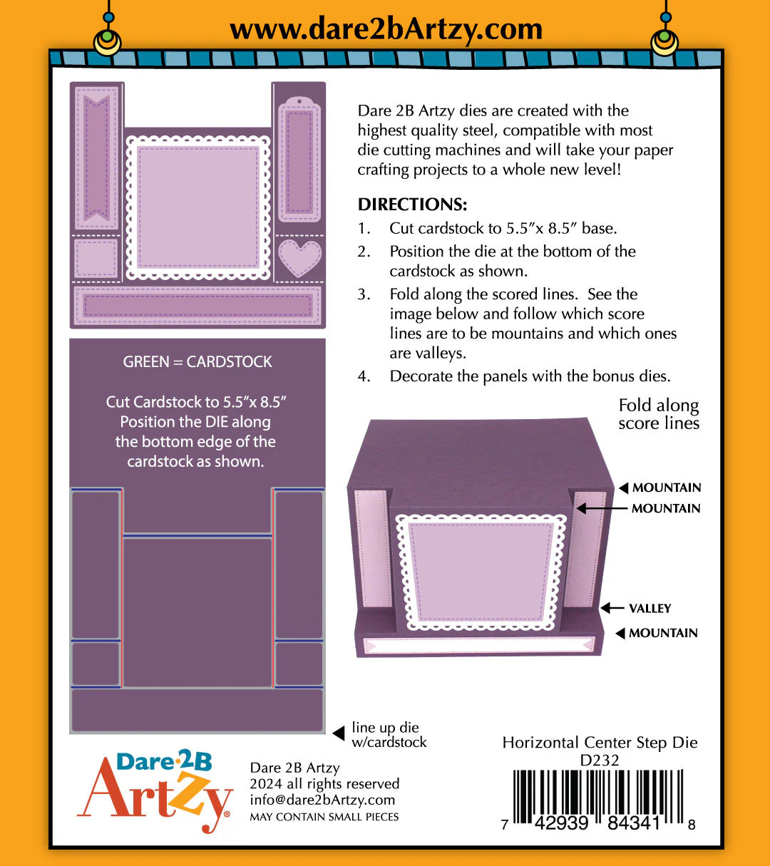 Dare 2B Artzy - Steel Dies - Horizontal Center Step Die