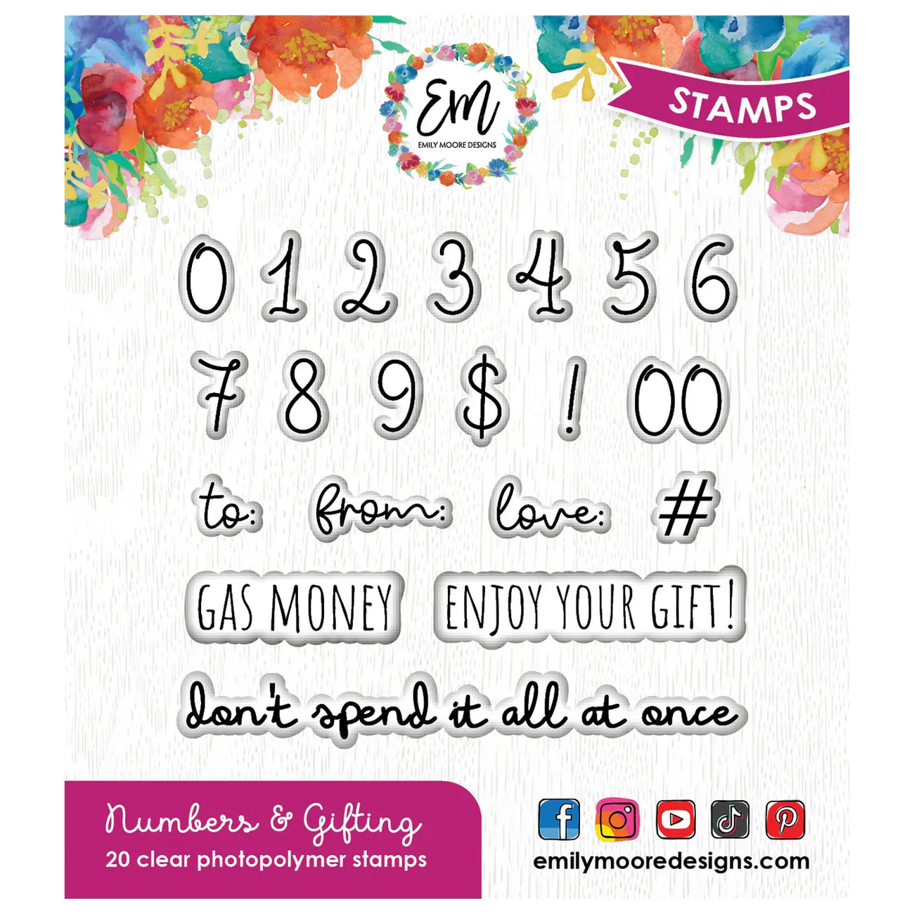 Emily Moore - Stamp Set - Numbers & Gifting
