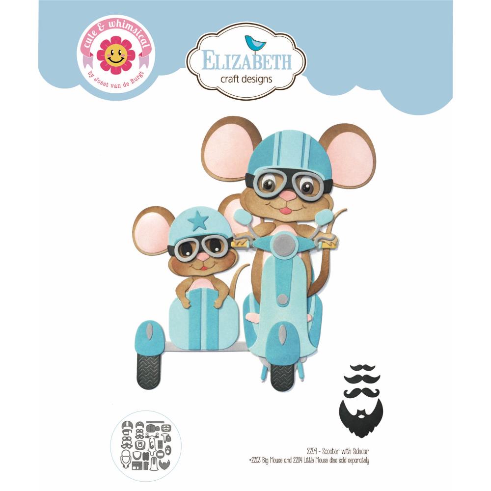 Elizabeth Craft Designs - Steel Dies - Scooter with Sidecar