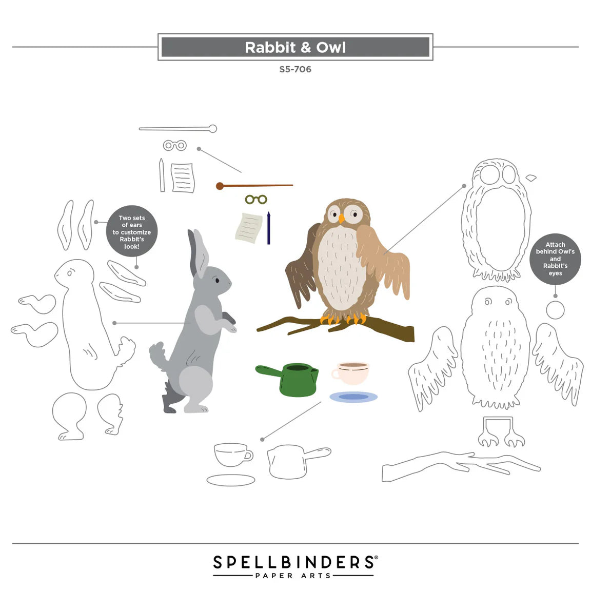 Spellbinders - Cutting Dies - Say Cheese Classic Pooh Birthday - Rabbit & Peru