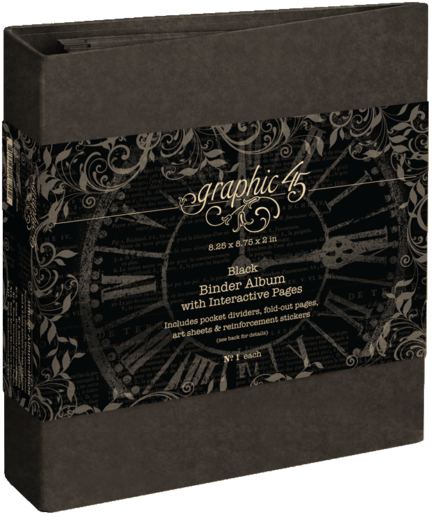 Graphic 45 - Black Binder Album With Interactive Pages