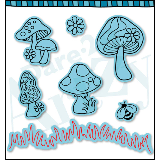 Dare 2B Artzy - Coordinating Clear Stamp and Die Set - Mushroom Messages