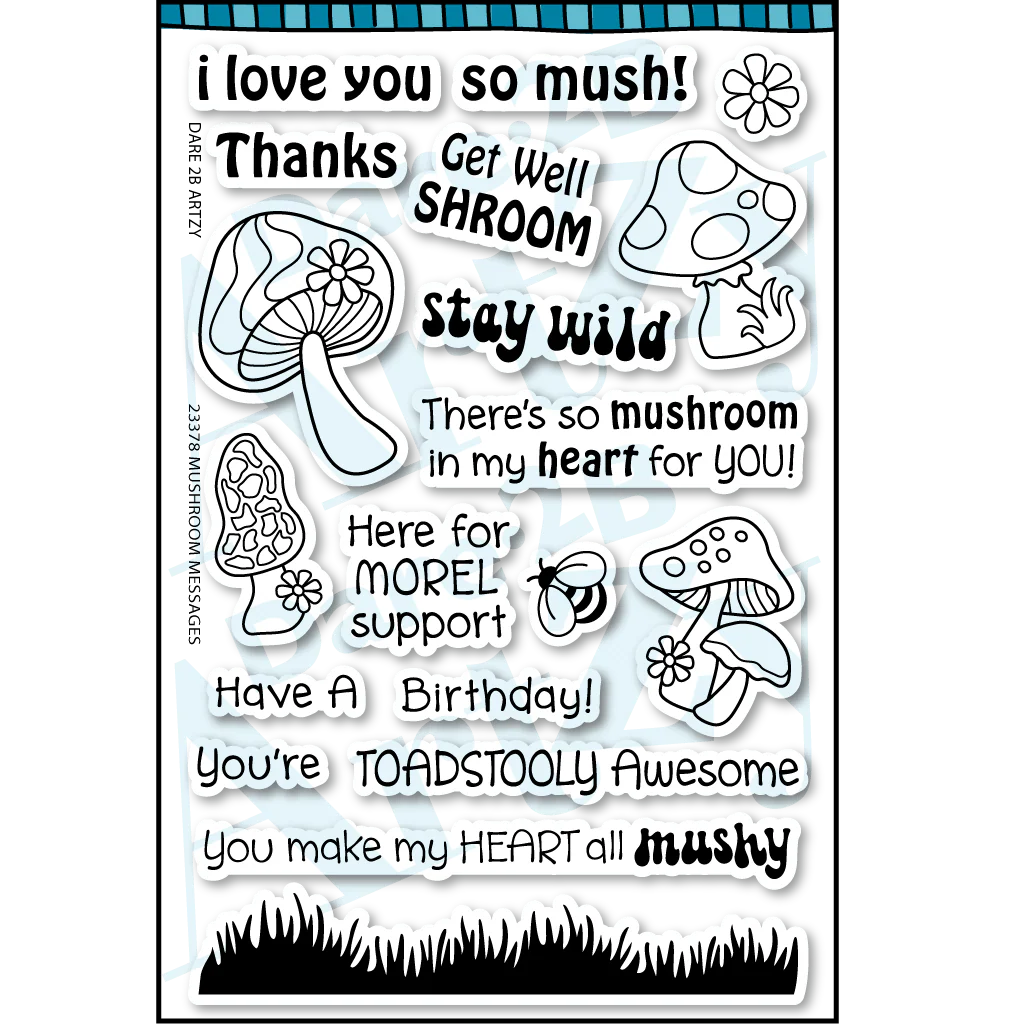 Dare 2B Artzy - Coordinating Clear Stamp and Die Set - Mushroom Messages