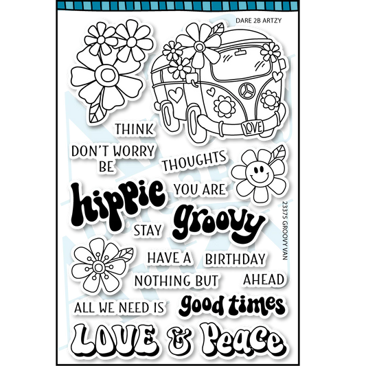 Dare 2B Artzy - Coordinating Clear Stamp and Die Set - Groovy Van