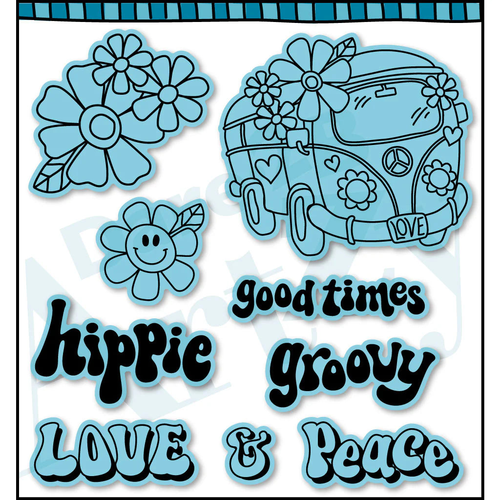 Dare 2B Artzy - Coordinating Clear Stamp and Die Set - Groovy Van
