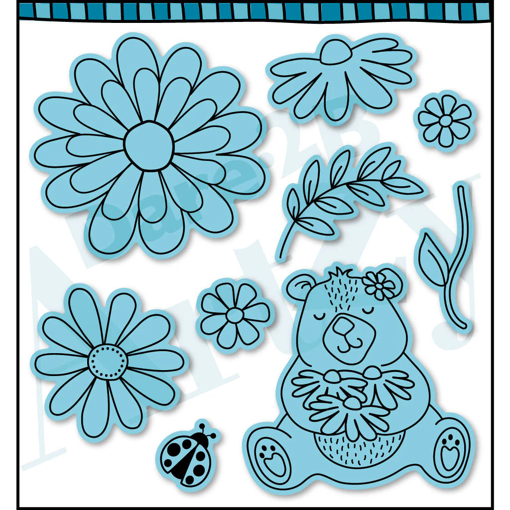 Dare 2B Artzy - Coordinating Clear Stamp and Die Set - Oopsie Daisies