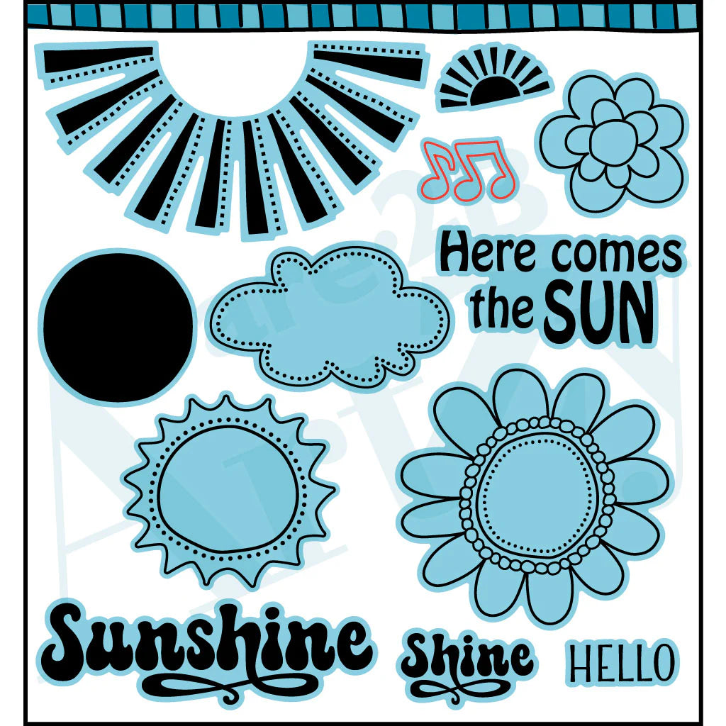 Dare 2B Artzy - Coordinating Clear Stamp and Die Set - Here Comes the Sun