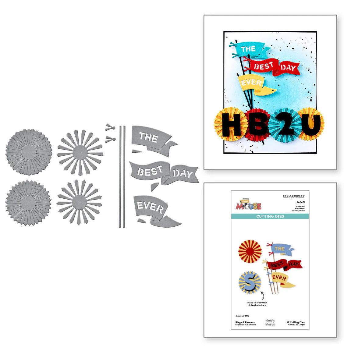 Spellbinders - Cutting Dies - Classic Mouse Flags & Banners
