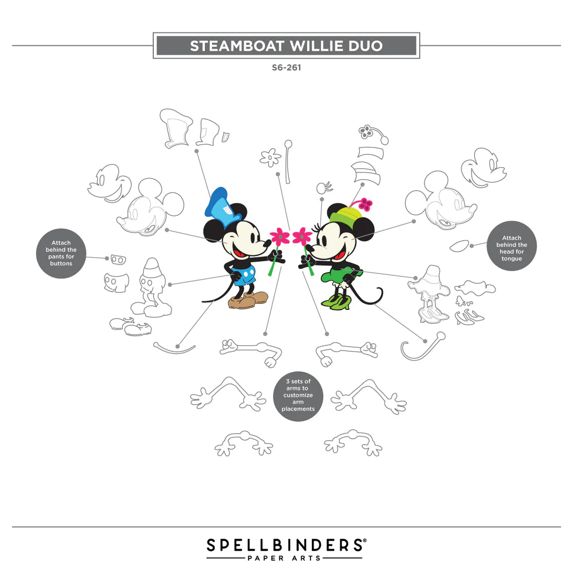 Spellbinders - Cutting Dies - Classic Mouse Steamboat Willie Duo
