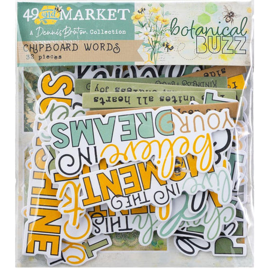 49 & Market - Chipboard Words & Frames - Botanical Buzz