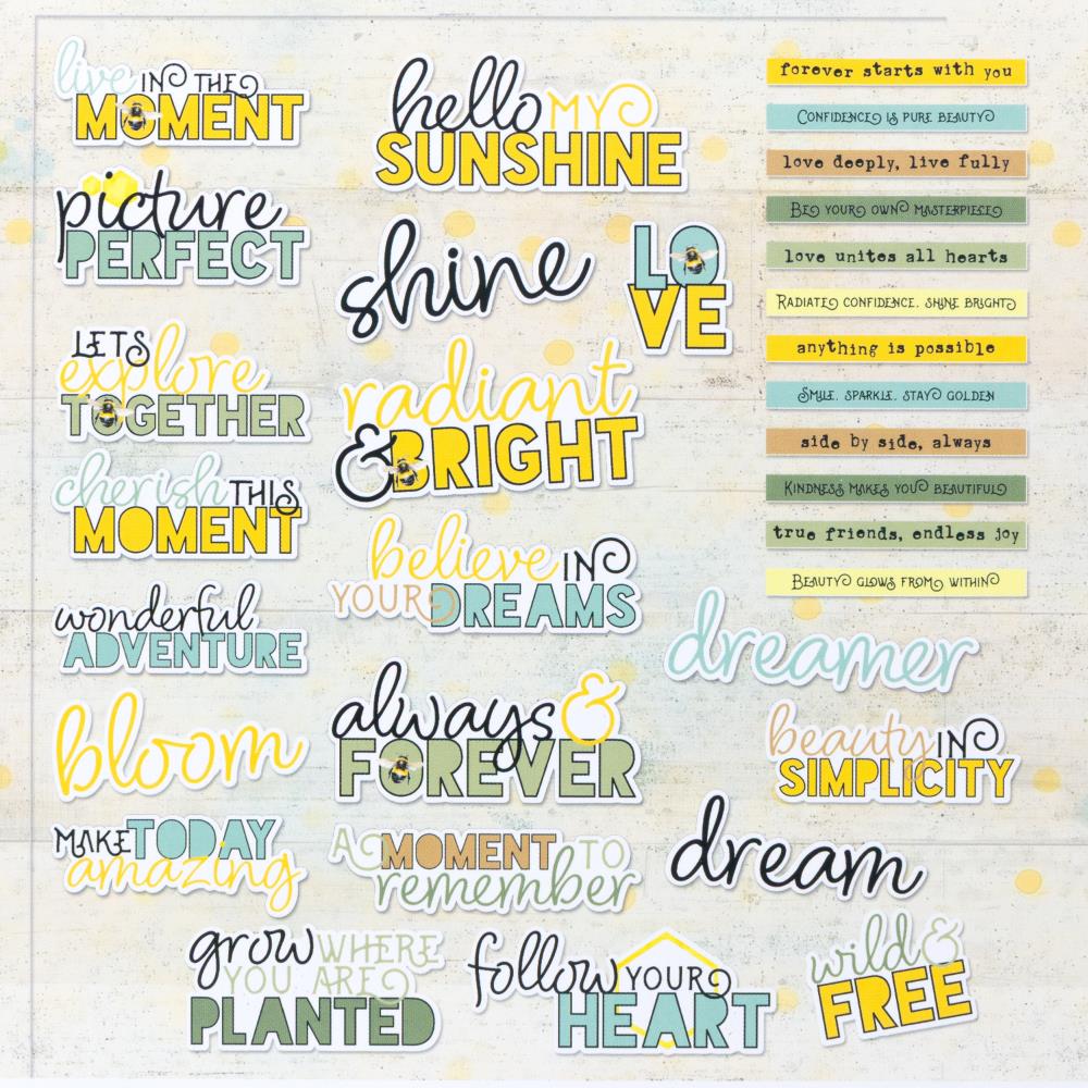 49 & Market - Chipboard Words & Frames - Botanical Buzz