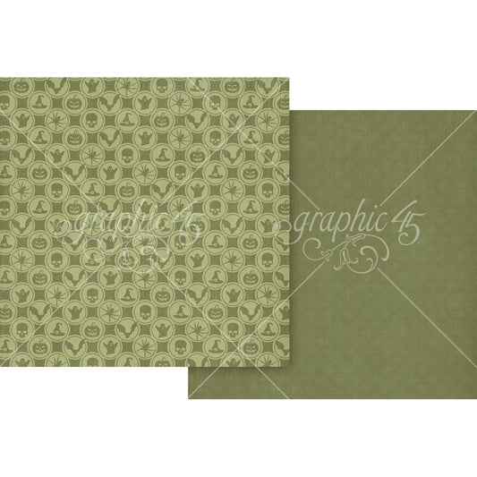 Graphic 45 - Ghostly Greetings - Poison Green Pattern & Solid Sheet
