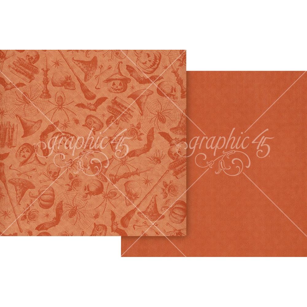 Graphic 45 - Ghostly Greetings - Pumpkin Orange Pattern & Solids