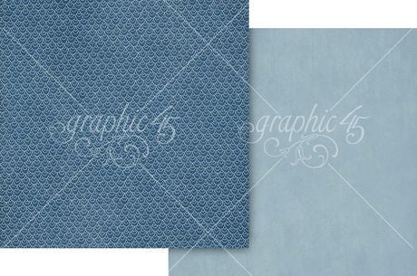 Graphic 45 - Scenic Route - Azure Blue Pattern & Solid Sheet