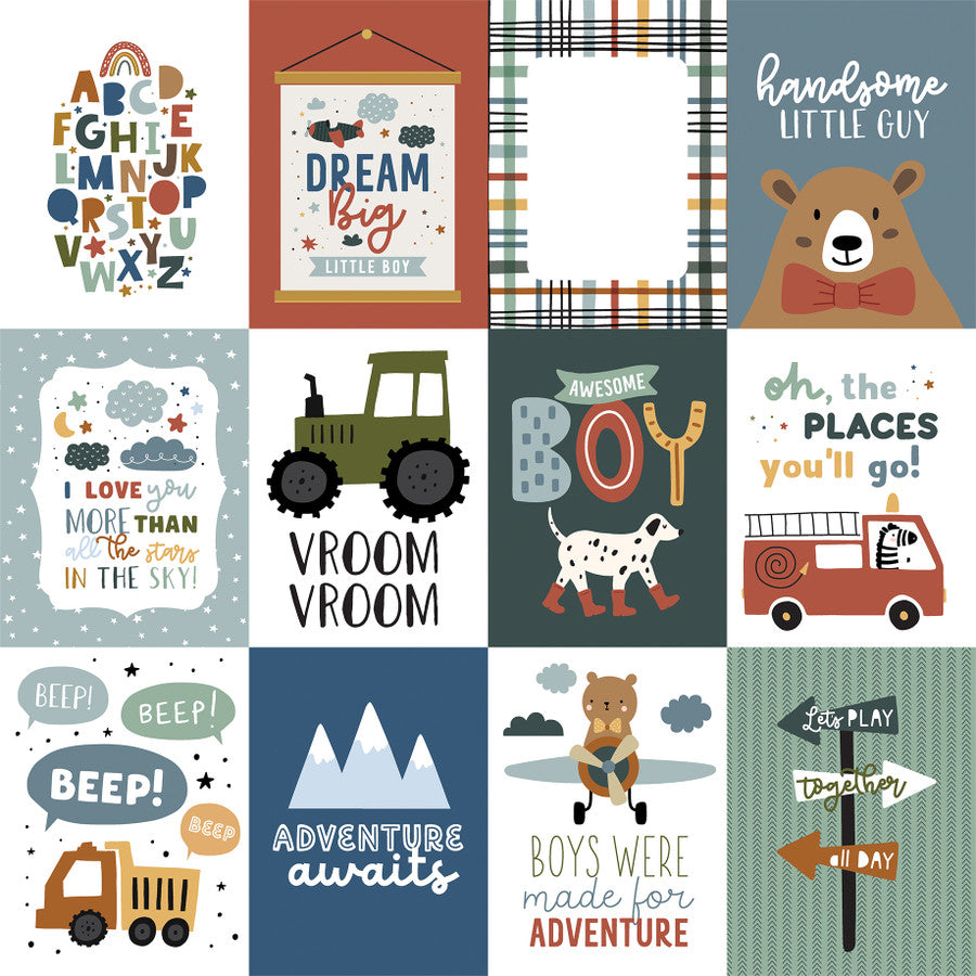 Echo Park - Dream Big Little Boy - 3x4 Journaling Cards