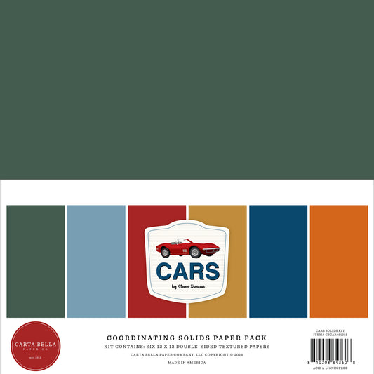Carta Bella - Cars - 12x12 Coordinating Solids Paper Pack