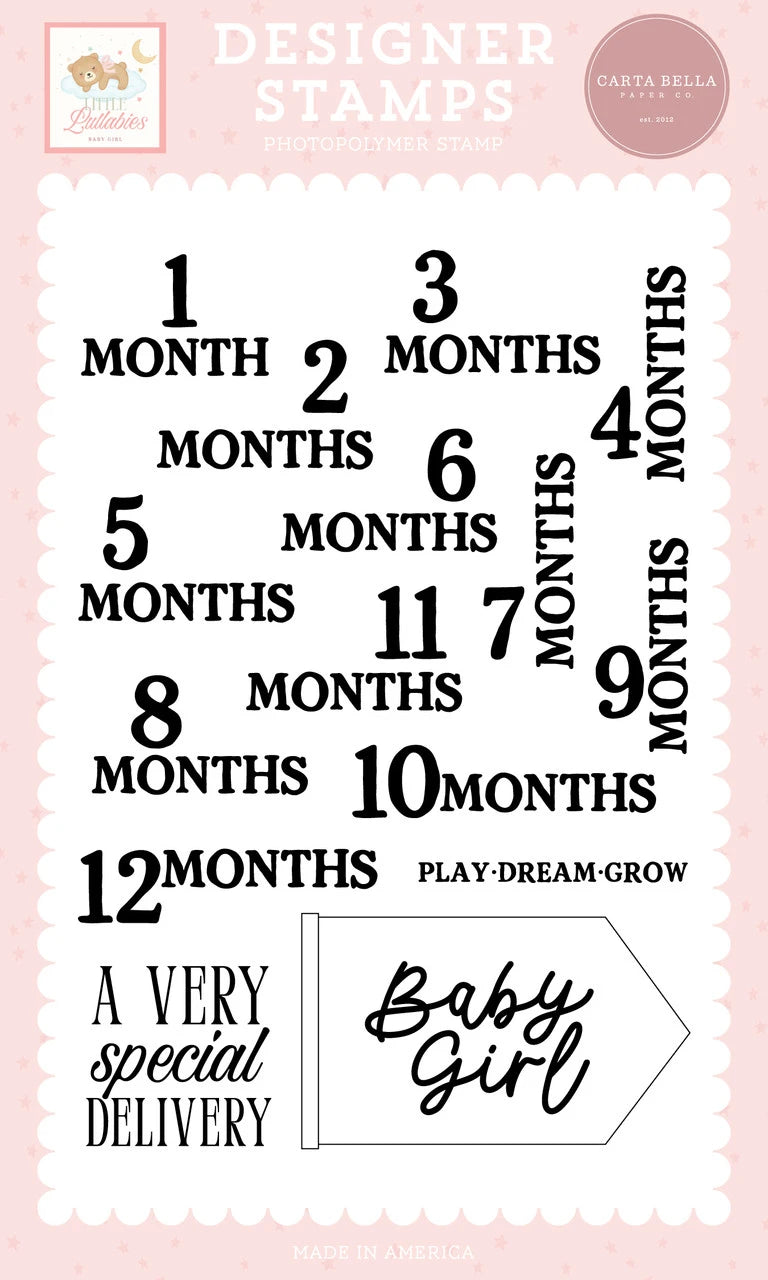 Carat Bella - Designer Stamps - Little Lullabies - Baby Girl Months