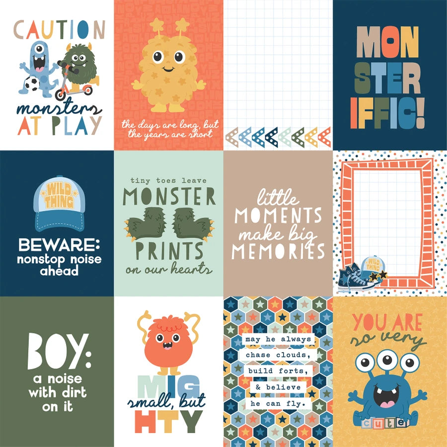 Echo Park - My Favorite Monster - 3x4 Journaling Cards