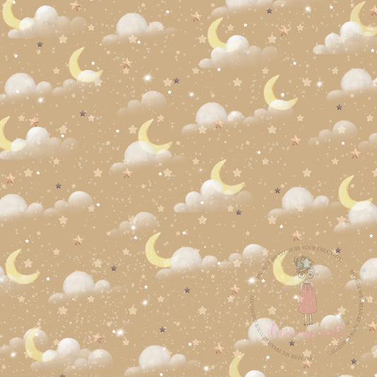 Dress My Craft - 12x12 Paper - Baby Brown Moonlight Dreams