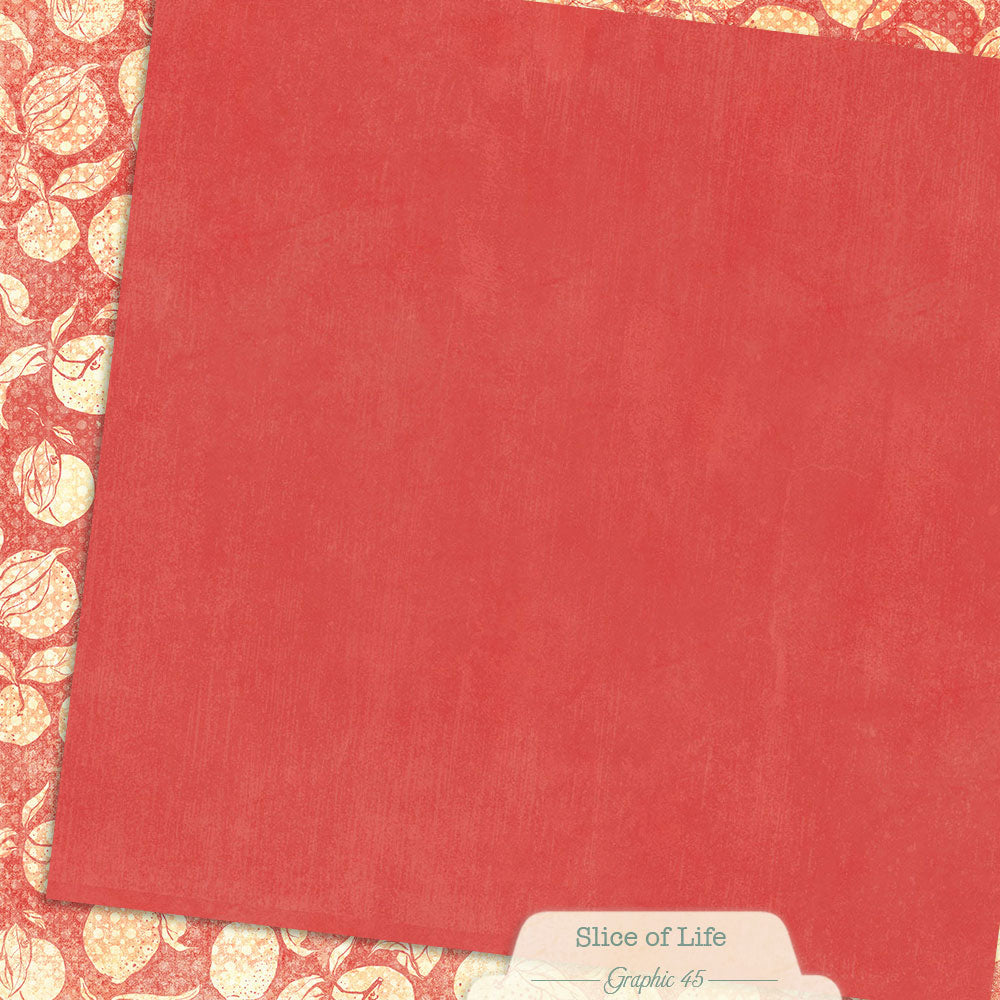 Graphic 45 - Slice of Life - Pomegranate Red Pattern & Solid Sheet