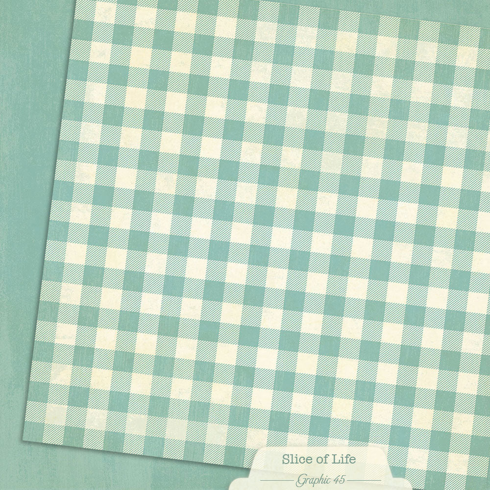Graphic 45 - Slice of Life - Capri Blue Pattern & Solid Sheet