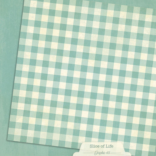 Graphic 45 - Slice of Life - Capri Blue Pattern & Solid Sheet