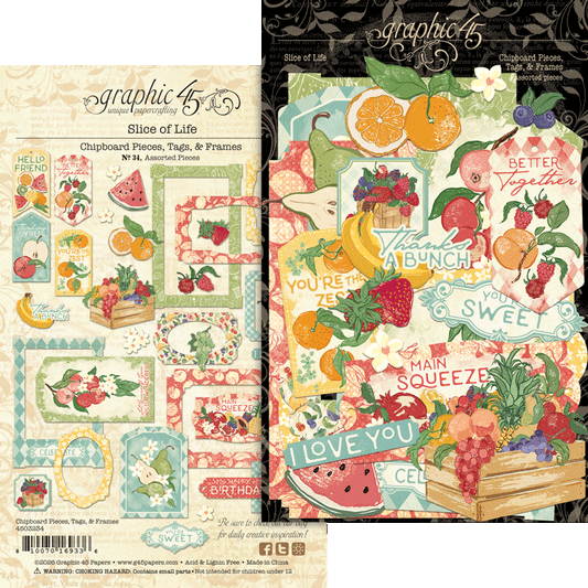 Graphic 45 - Chipboard Pieces, Tags & Frames - Slice of Life