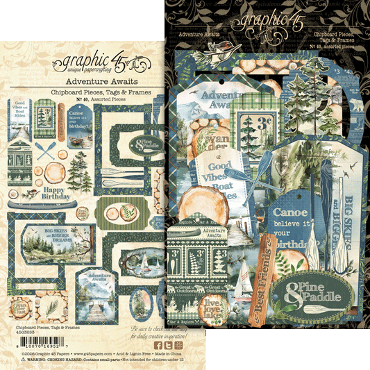 Graphic 45 - Chipboard Pieces, Tags & Frames - Adventure Awaits