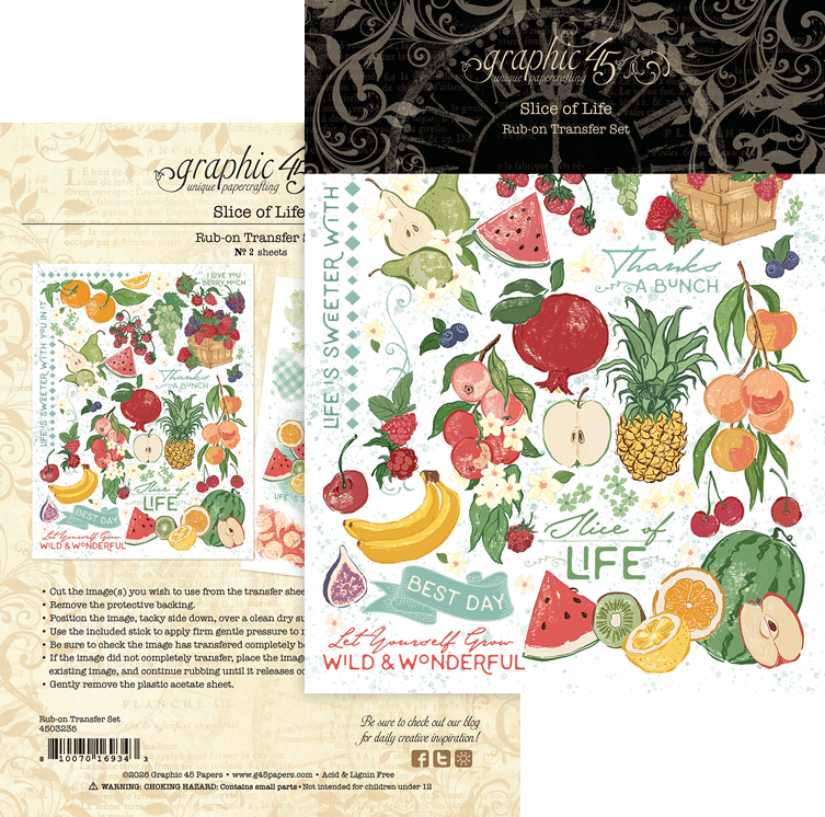 Graphic 45 - Rub-On Transfer Set - Slice of Life