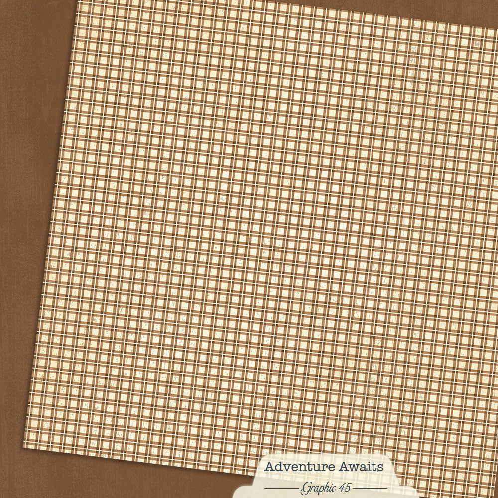 Graphic 45 - Adventure Awaits - Woodland Brown Pattern & Solid Sheet