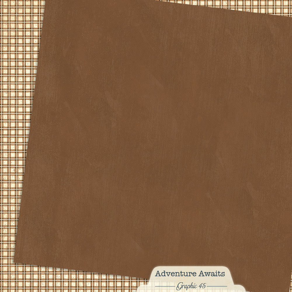 Graphic 45 - Adventure Awaits - Woodland Brown Pattern & Solid Sheet