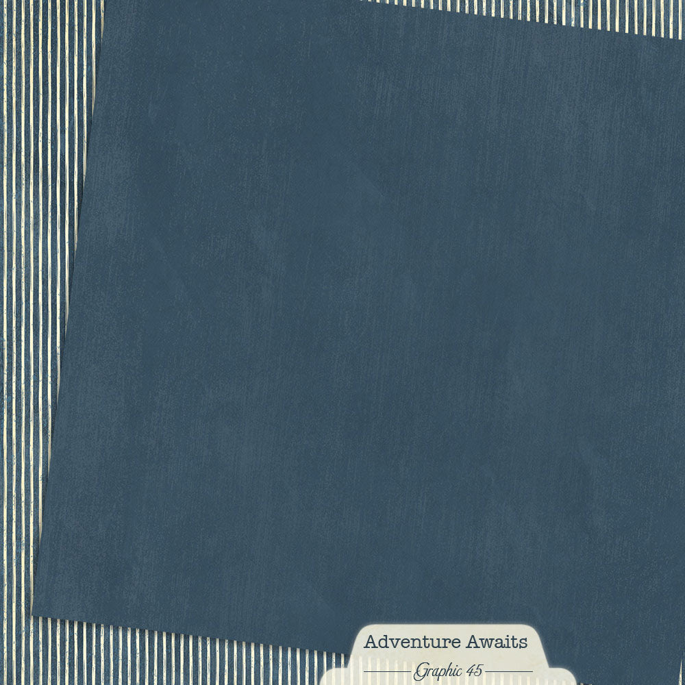 Graphic 45 - Adventure Awaits - Marine Blue Pattern & Solid Sheet