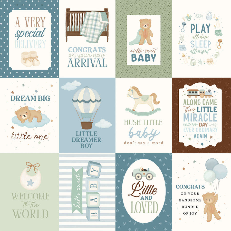 Carta Bella - Little Lullabies Baby Boy - 3x4 Journaling Cards