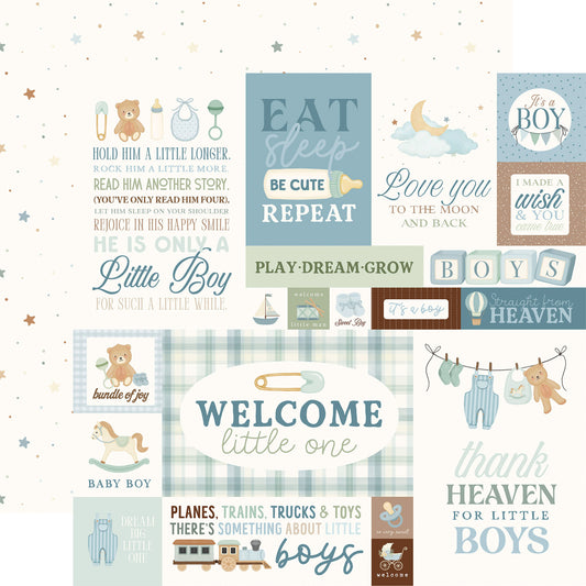 Carta Bella - Little Lullabies Baby Boy - Baby Boy Journaling Cards