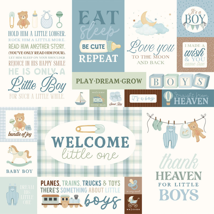 Carta Bella - Little Lullabies Baby Boy - Baby Boy Journaling Cards