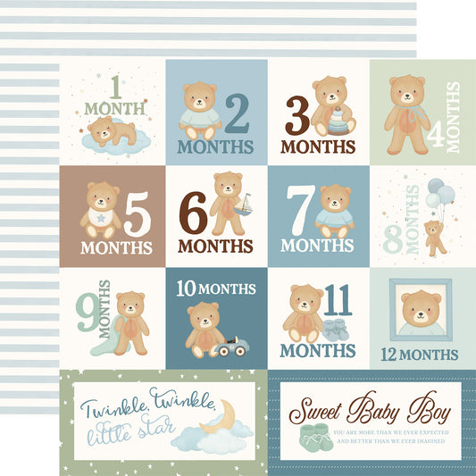 Carta Bella - Little Lullabies Baby Boy - Monthly Journaling Cards