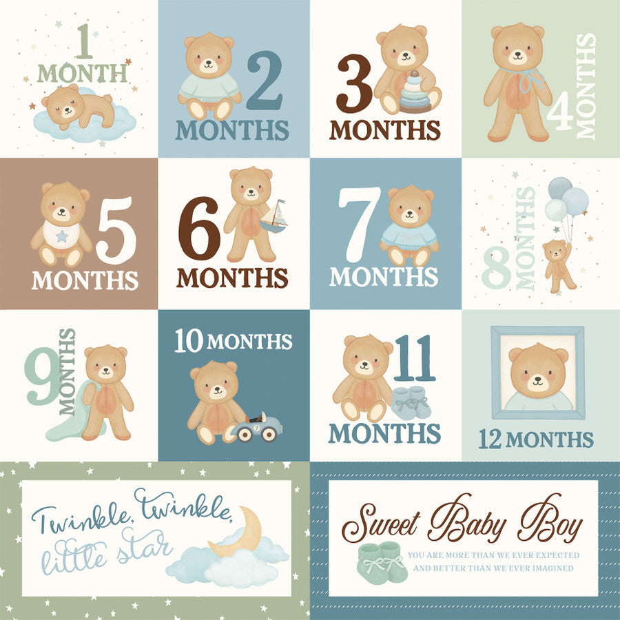 Carta Bella - Little Lullabies Baby Boy - Monthly Journaling Cards