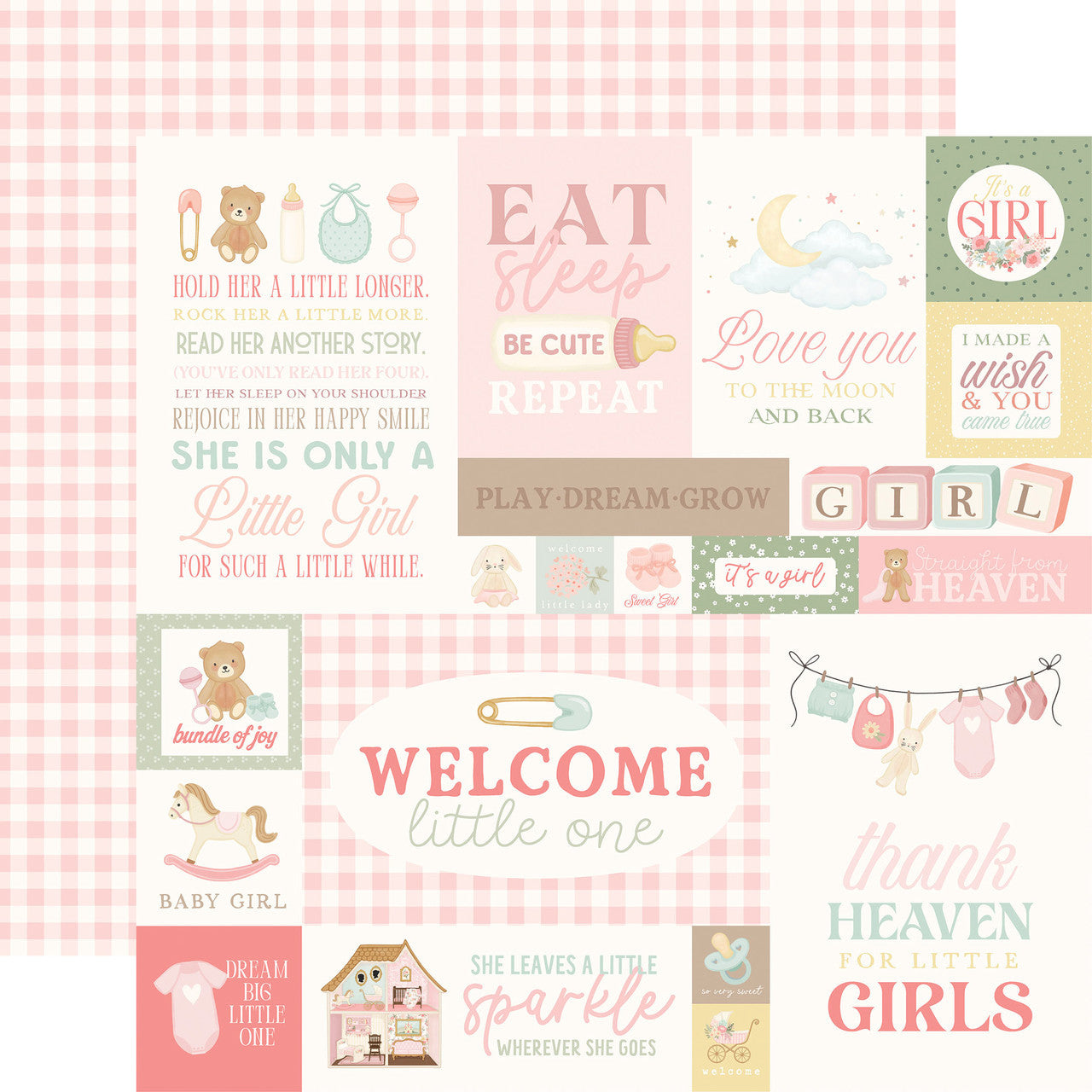 Carta Bella - Little Lullabies Baby Girl - Baby Girl Journaling Cards