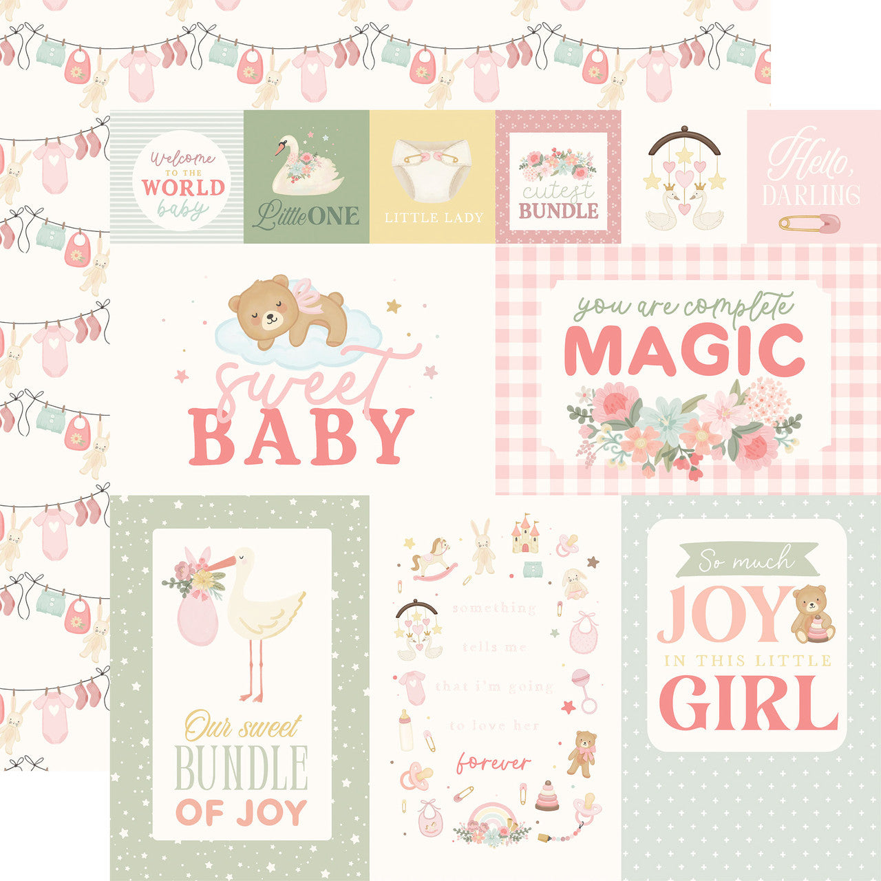 Carta Bella - Little Lullabies Baby Girl - Multi Journaling Cards