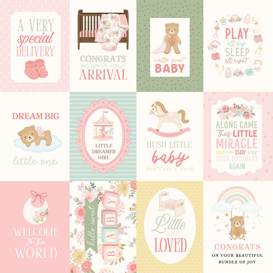 Carta Bella - Little Lullabies Baby Girl - 3x4 Journaling Cards