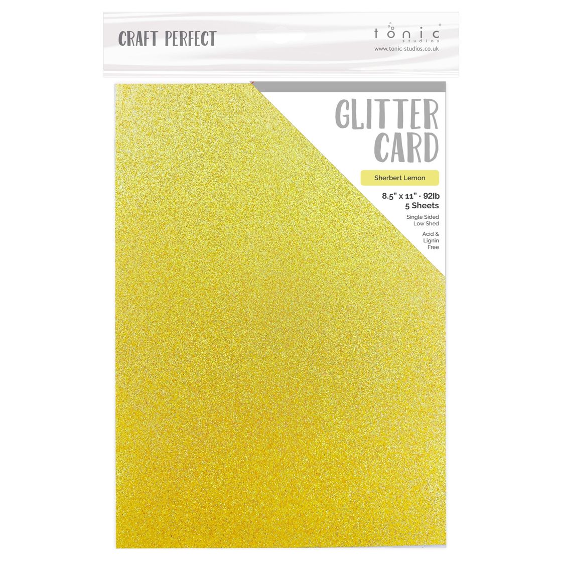 Craft Perfect - Glitter Card - Sherbert Lemon