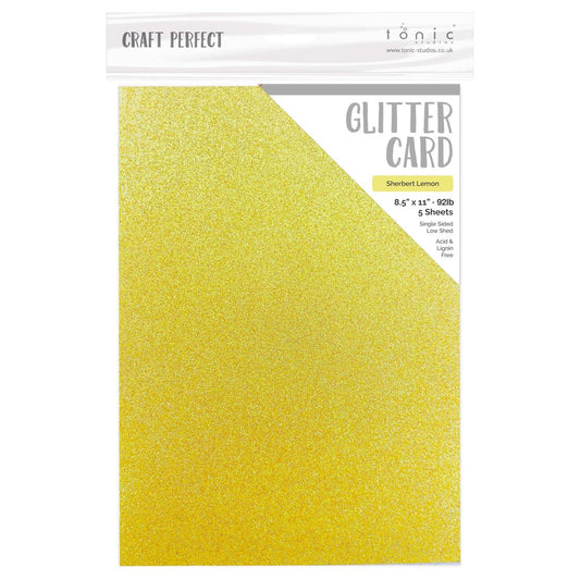 Craft Perfect - Glitter Card - Sherbert Lemon