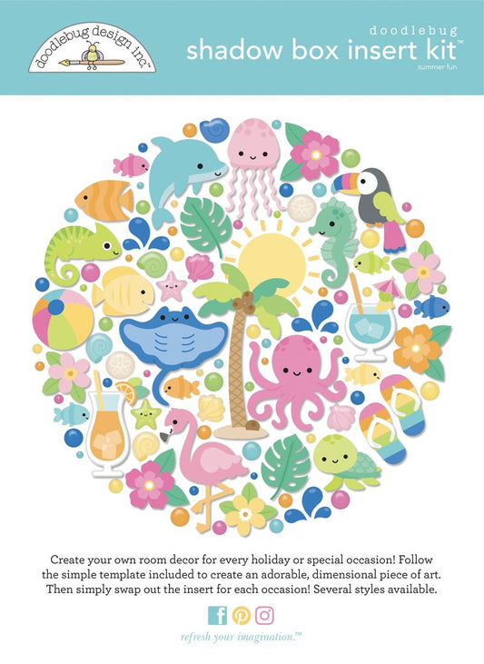 Doodlebug - Shadow Box Insert Kit - Summer Fun