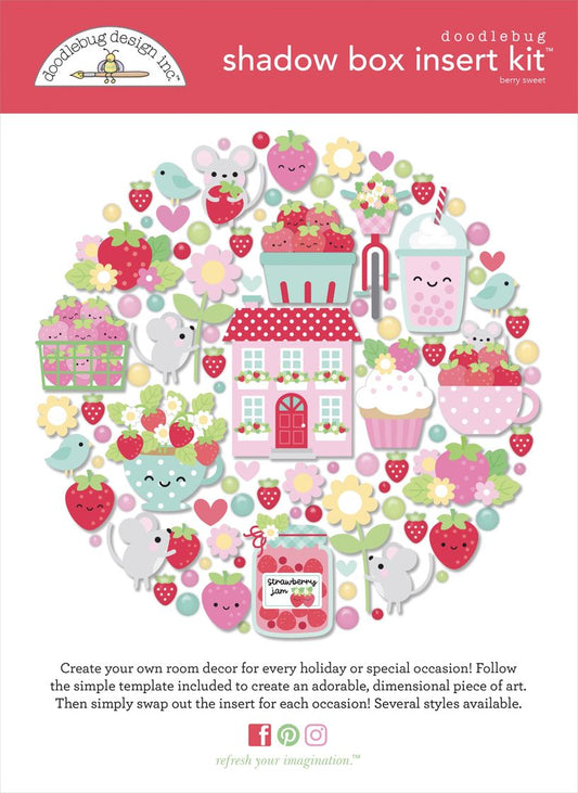 Doodlebug - Shadow Box Insert Kit - Berry Sweet