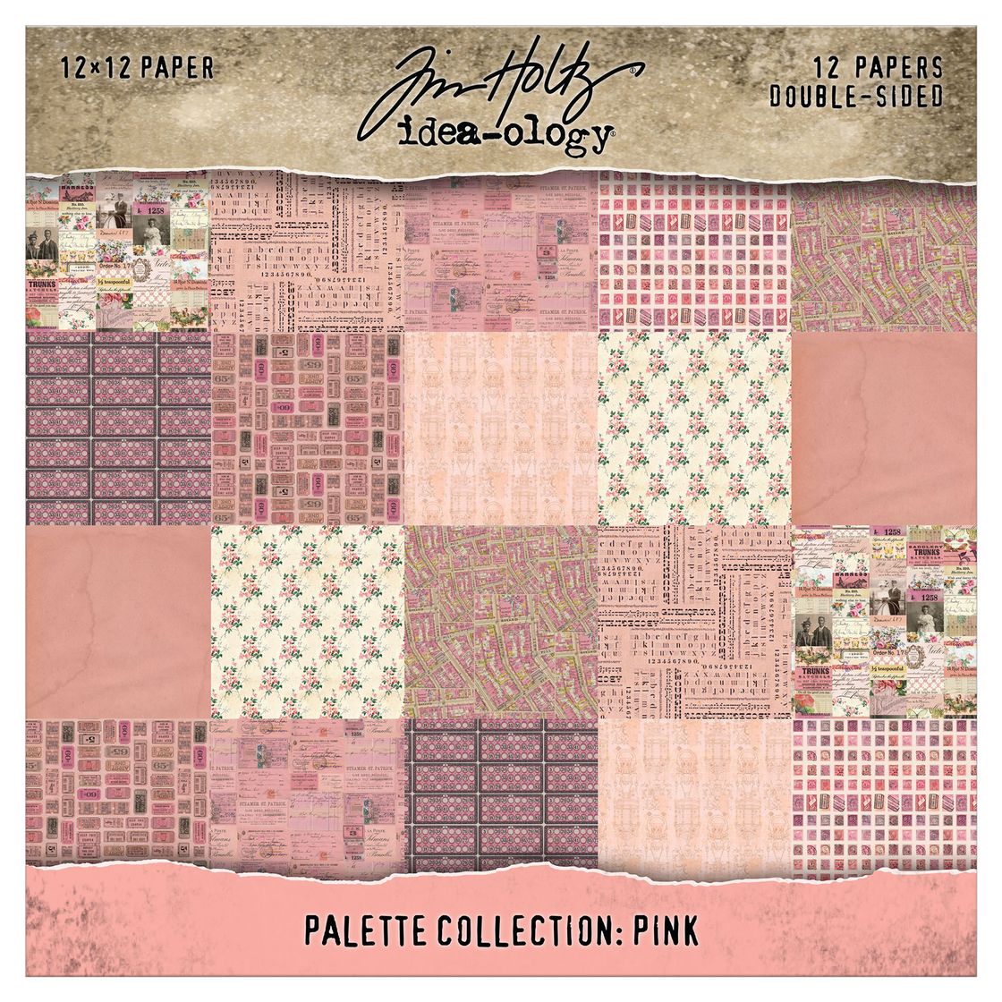 Tim Holtz - 12x12 Double Sided Paper - Palette Collection: Pink