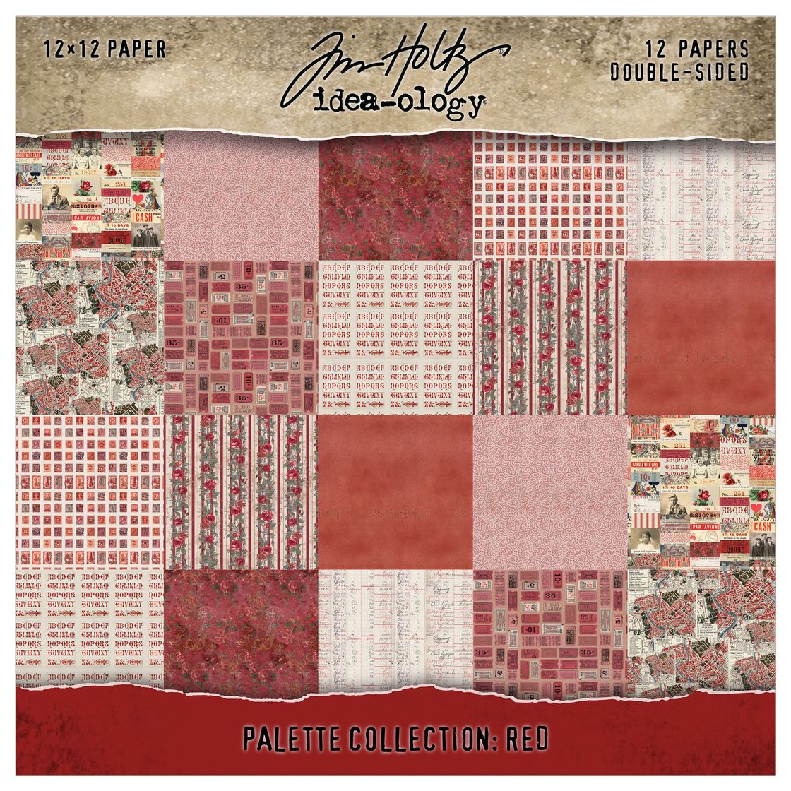 Tim Holtz - 12x12 Double Sided Papers - Palette Collection: Red
