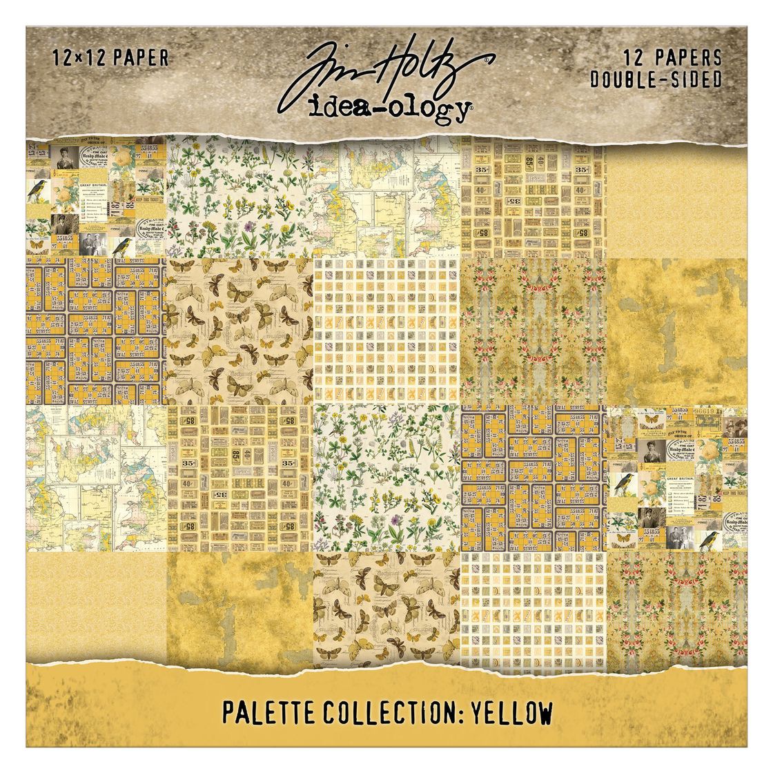 Tim Holtz - 12x12 Double Sided Papers - Palette Collection: Yellow