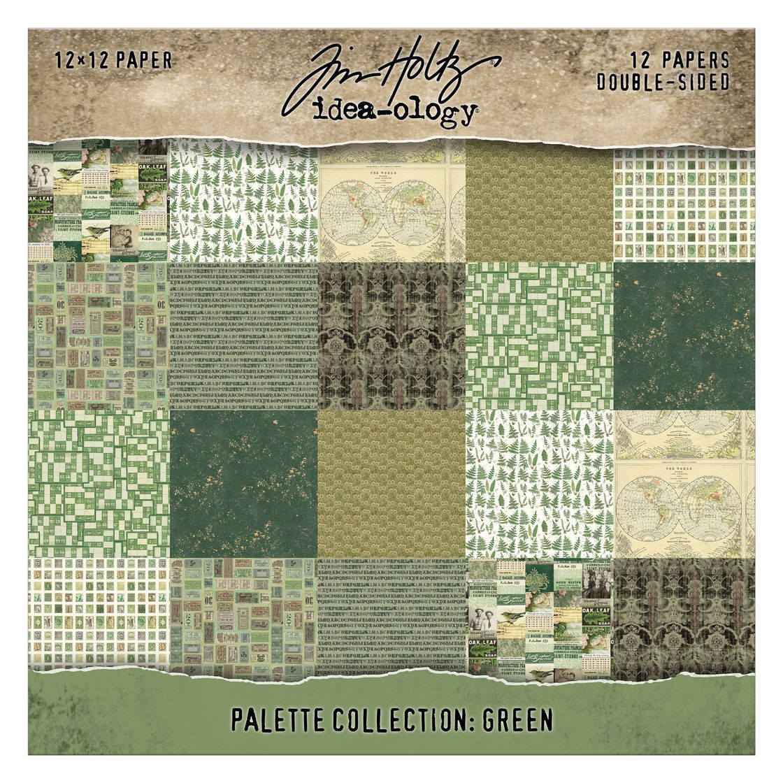Tim Holtz - 12x12 Double Sided Papers - Palette Collection: Green